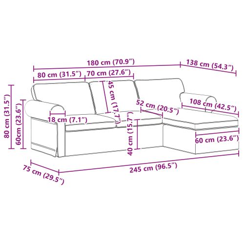 Диван Синьо 215 x 138 x 80 см текстил