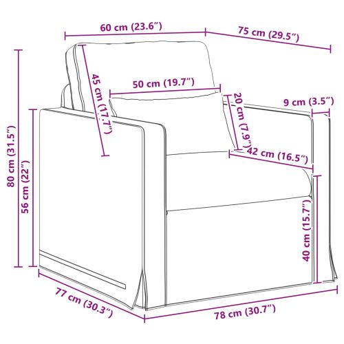 Диван Светлосиво 78 x 78 x 80 см текстил