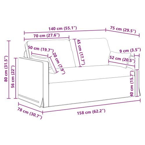 Диван Светлосиво 158 x 78 x 80 см текстил