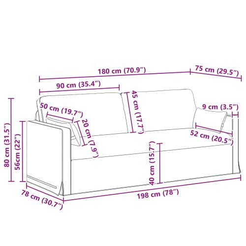 Диван Синьо 198 x 78 x 80 см текстил