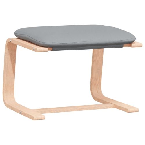 Релаксиращ стол с табуретка, светлосив, текстил