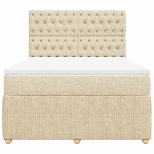 Боксспринг легло с матрак, кремава, 160x200 см, плат