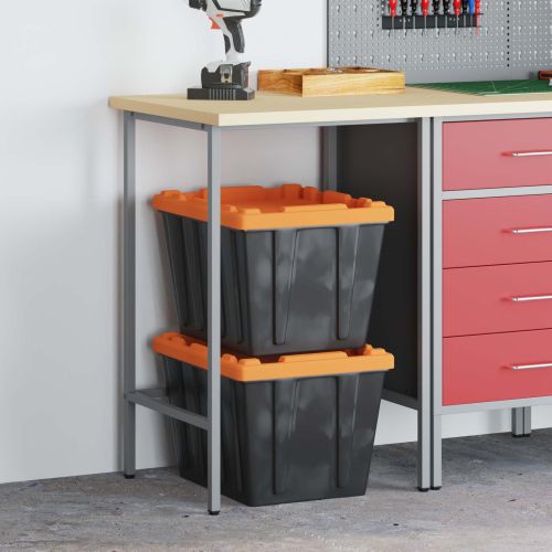 Работен кабинет с чекмедже 3 pcs Червен и сив 150 x 55 x 85 см
