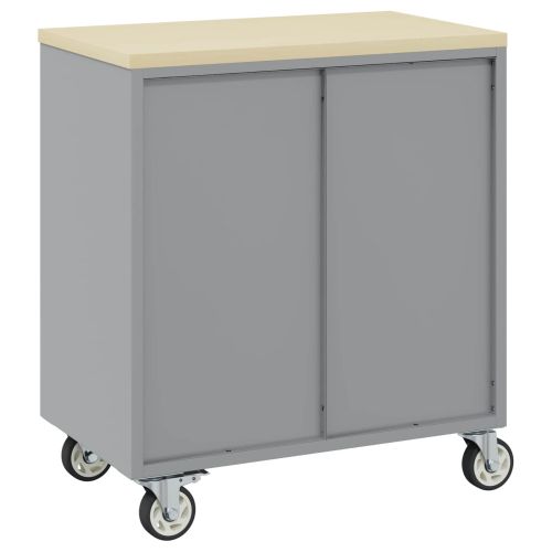 Работен кабинет с чекмедже 3 бр. Червен и сив 150 x 55 x 85 см