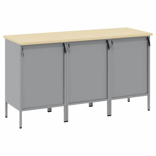 Работен кабинет с чекмедже 3 бр. Червен и сив 150 x 55 x 85 см