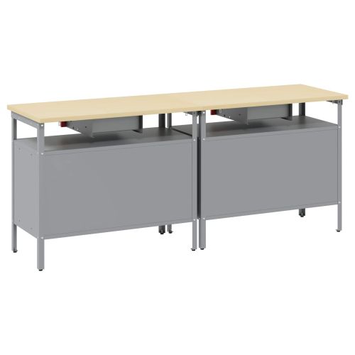 Комплект работна маса 2 pcs Червен и сив 200 x 55 x 85 см