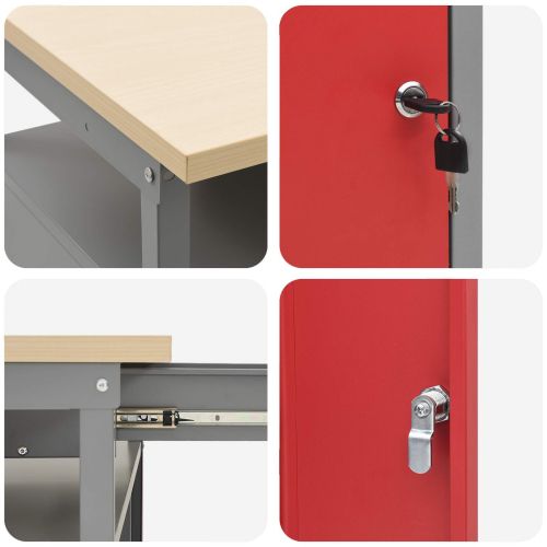 Комплект работна маса 2 pcs Червен и сив 200 x 55 x 85 см