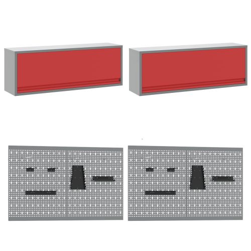 Работен кабинет 10 pcs Черно Инженерна дървесина и стомана