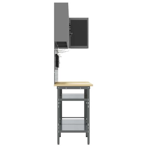 Комплект работни шкафове с рафт с заключване 10 pcs Черен и Сив