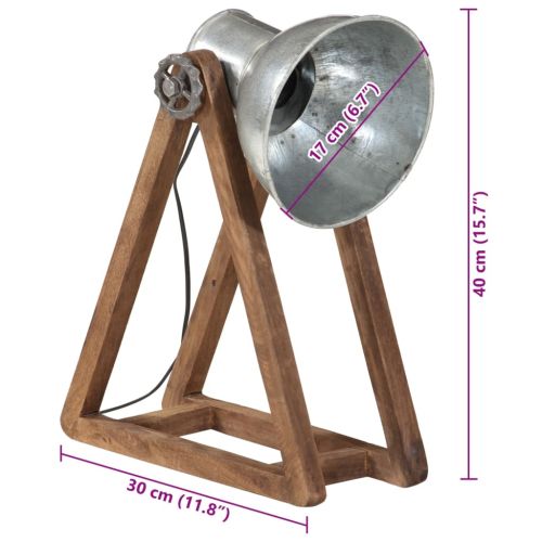 Настолна лампа, 25 W, винтидж, сребриста, 30x17x40 см, E27