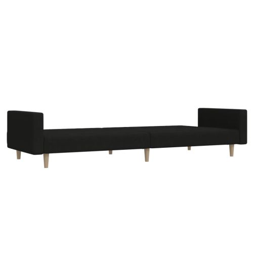 2-местно разтегателно канапе, черно, текстил