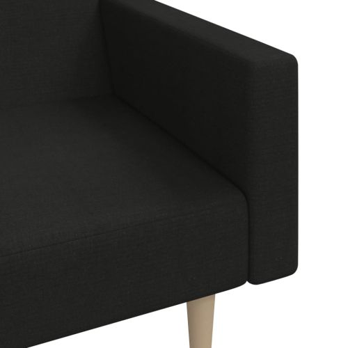 2-местно разтегателно канапе, черно, текстил