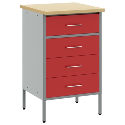 Работна маса с чекмедже Червен и сив 50 x 55 x 85 см