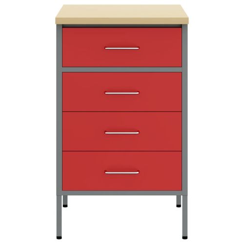 Работна маса с чекмедже Червен и сив 50 x 55 x 85 см