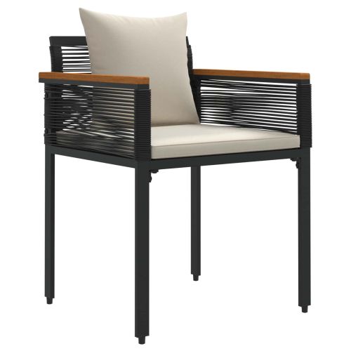 Комплект за външни мебели Черно и кремаво бяло полиратан