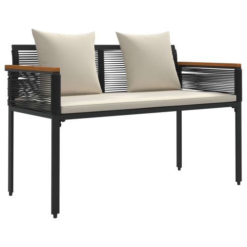 Комплект за външни мебели Черно и кремаво бяло полиратан