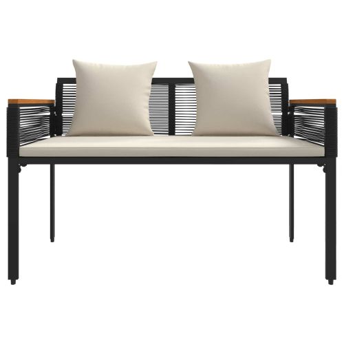 Комплект за външни мебели Черно и кремаво бяло полиратан