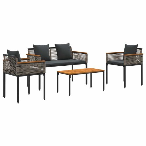 Комплект за външни мебели Сив и тъмен сив полиратан