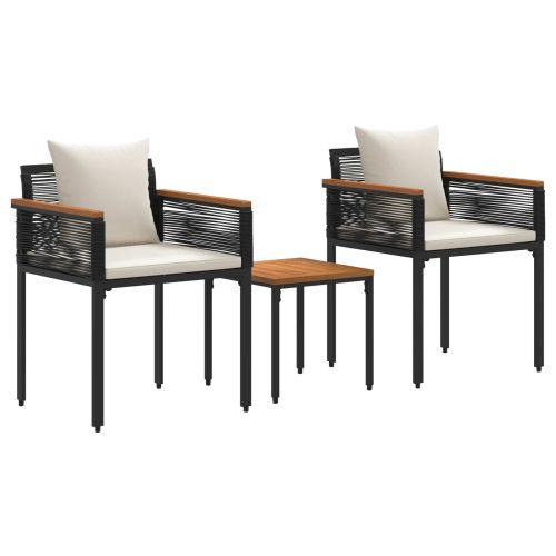 Комплект за външни мебели Черно и кремаво бяло полиратан