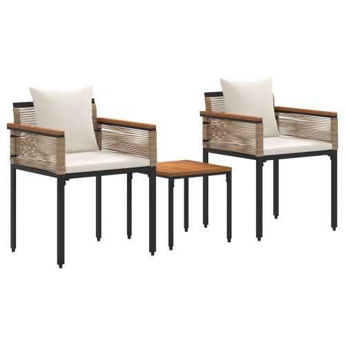 Комплект за външни мебели Бежов и кремаво бял полиратан