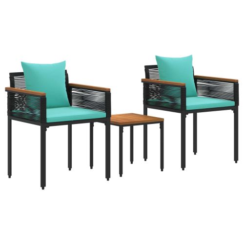 Комплект за външни мебели Черен и Туркоаз полиратан