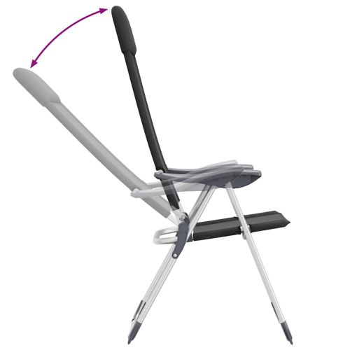 Сгъваеми къмпинг столове, 2 бр, черни, алуминий