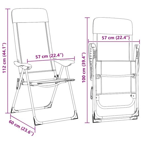 Сгъваеми къмпинг столове, 2 бр, черни, алуминий