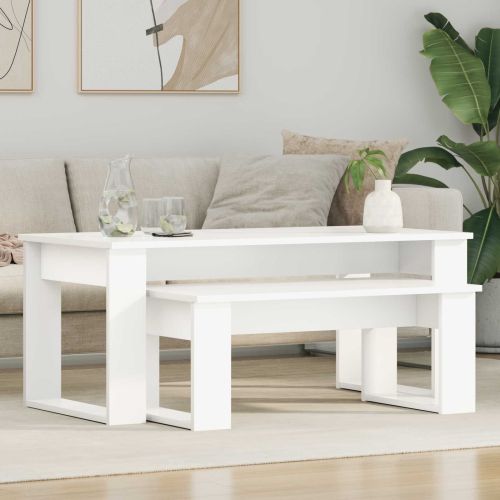 Комплект кафе маса 2 pcs Бяло Инженерно дърво