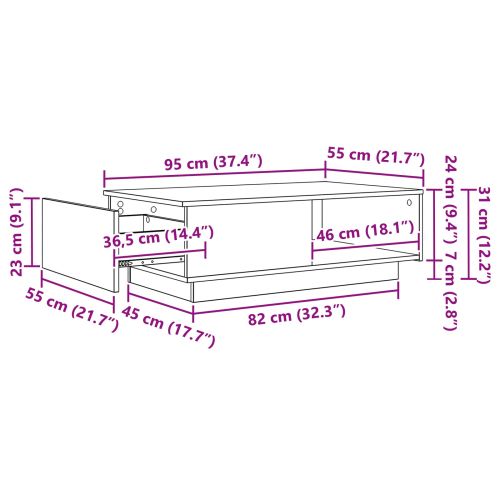 Масичка за кафе Сив Сонома 95 x 55 x 31 см Инженерно дърво
