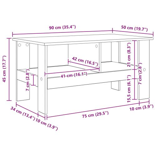 Масичка за кафе Сив Сонома 90 x 50 x 45 cm Инженерно дърво