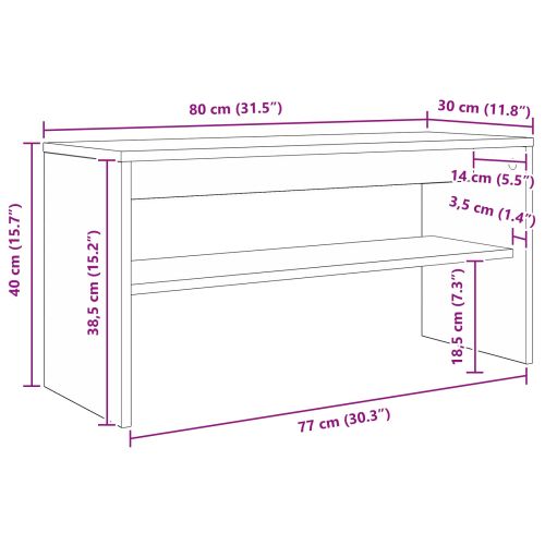 ТВ шкаф Сив Сонома 80 х 30 х 40 см Инженерно дърво
