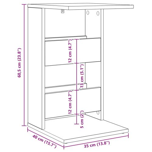 Странична маса Старо дърво 40 x 35 x 60,5 см Инженерно дърво