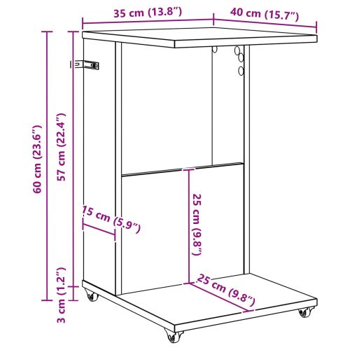 Странична маса Бяло 40 x 35 x 60 см Инженерна дървесина