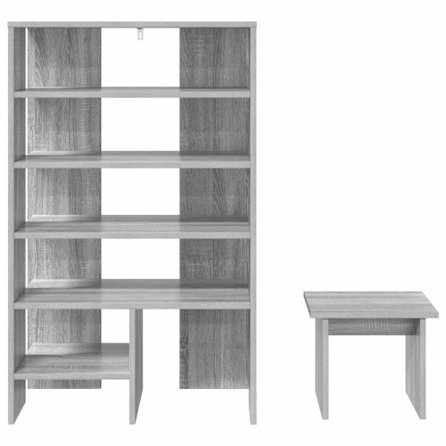 Шкаф за обувки с рафт 2 pcs Сив Сонома Инженерно дърво
