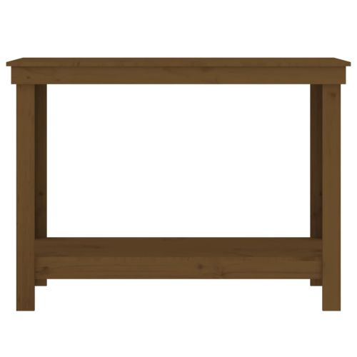 Работна маса меденокафява 110x50x80 см борово дърво масив