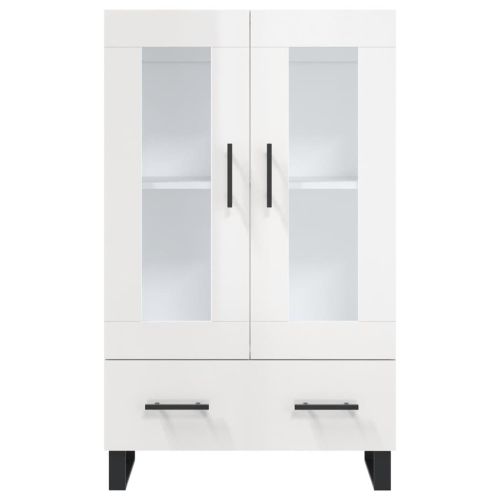 Висок шкаф, бял гланц, 69,5x31x115 см, инженерно дърво