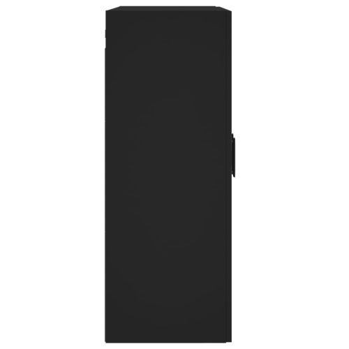 Стенен шкаф черен 69,5x34x90 см инженерно дърво