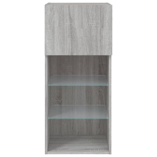 ТВ шкафове с LED осветление, 2 бр, сив сонома, 40,5x30x90 см