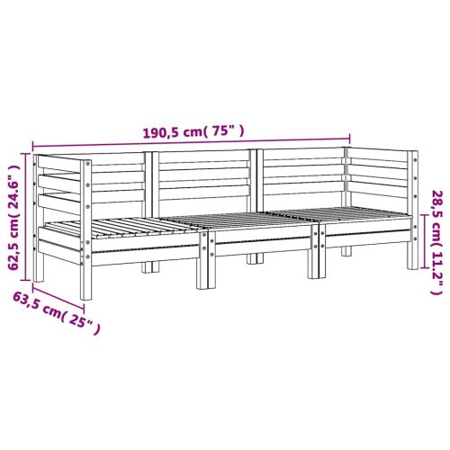 Градински диван, 3-местен, бял, бор масив