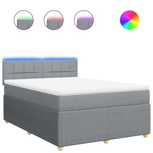 Боксспринг легло с матрак, светлосиво, 160x200 см, плат