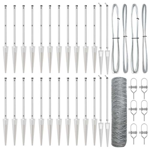 Стълб за ограда. Сребрист 50 x 0,8 м (мрежа 36 мм) Стомана