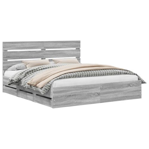 Рамка за легло Сив Сонома 200 x 200 cm Инженерна дървесина