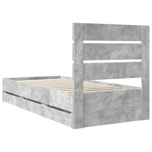 Рамка за легло Циментено сиво 100 x 200 cm Инженерна дървесина