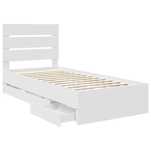 Рамка за легло с чекмедже Бяло 75 x 190 cm Инженерна дървесина