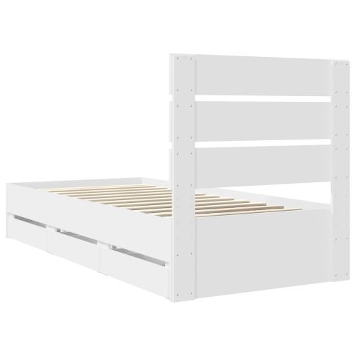 Рамка за легло с чекмедже Бяло 75 x 190 cm Инженерна дървесина