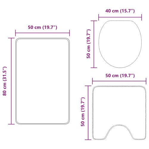 Комплект антислип килими за баня 3 pcs Сив ПП