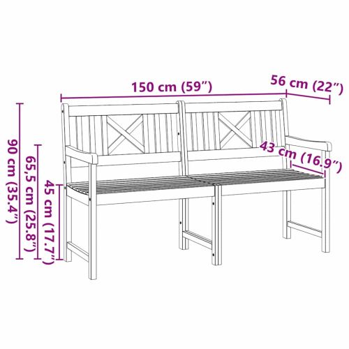 Външна пейка Натурално 150 x 56 x 90 см Солидно акациево дърво