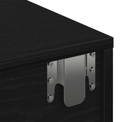 Стенен рафт с чекмеджета, черен, 100x36x19 см, инженерно дърво