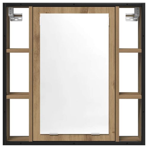 Огледален шкаф за баня дъб артизан 60x16x60 см инженерно дърво