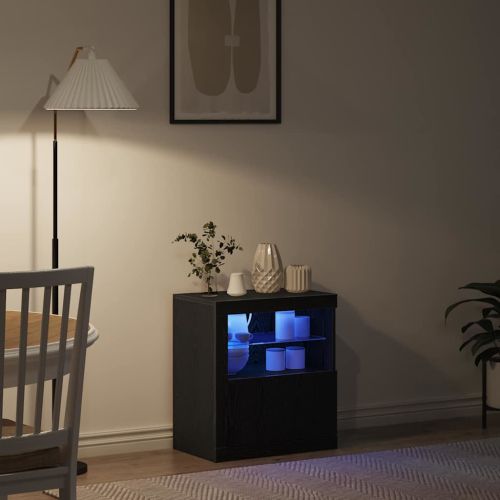 LED конзолна маса Черно 60,5 x 37 x 67 см Инженерно дърво